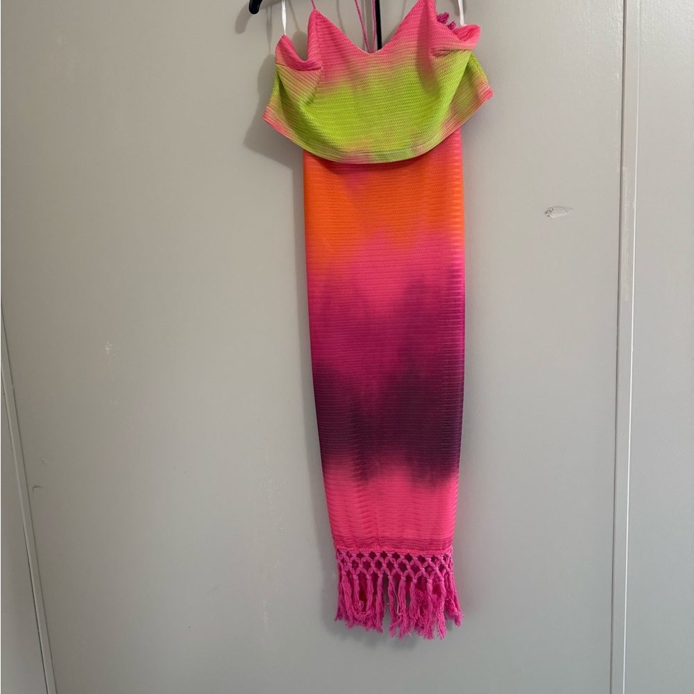 SHEIN Multicolor Gradient Dress with Fringe